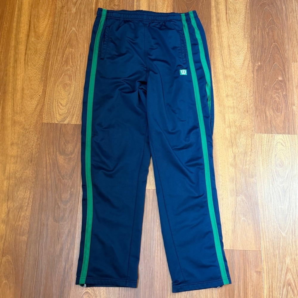 Vintage Wilson Navy and Green Striped Sweatpants Men's Size XL